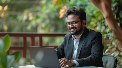 Fototapeta premium indian business man working on laptop 