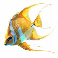 3D Angel fish in white background vector image