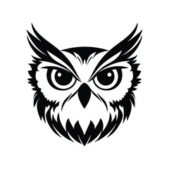Fototapeta premium Owl Black and White Isolated Icon Vector illustration, Feathered Friend Vector Symbol Enigmatic Owl Logo Concept