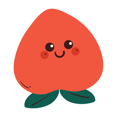 hand drawing cartoon peach fruit sticker. cute fruit drawing sticker, doodle