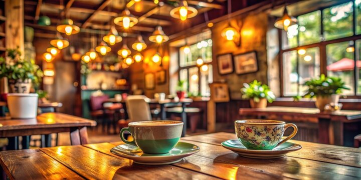 Cozy caf? with rustic charm and vintage cups , cozy, caf?, rustic, charm, vintage, cups, coffee, time, relaxation, atmosphere