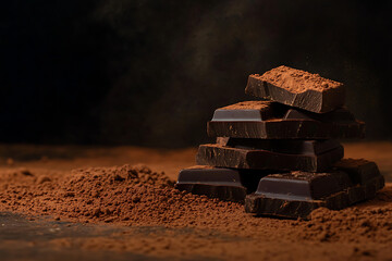 Chocolate. Dark Chocolate Bar Stack. Confectionery, Confection Concept. 