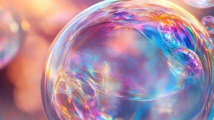 An ethereal soap bubble abstract with colorful reflections and translucent layers, adding a touch of magic to any design.