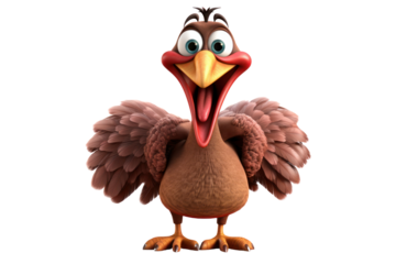 Turkey is a cartoon character with a playful pose, isolated on a white background.