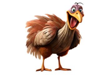 Turkey is a cartoon character with a playful pose, isolated on a white background.