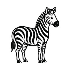Obraz premium Zebra head logo vector illustration. Front view silhouette African zebra portrait striped black and white skin typography design element, Zebra silhouette isolated on white background