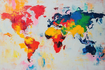A Vivid World Map Bursting With Colors Representing the Beauty and Diversity of Our Planet