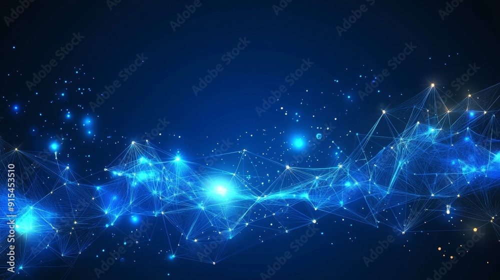 Poster cyber tech futuristic and network connection concept with abstract background dots and lines with da