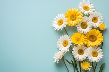 Fototapeta premium Floral Arrangement on a Blue Background