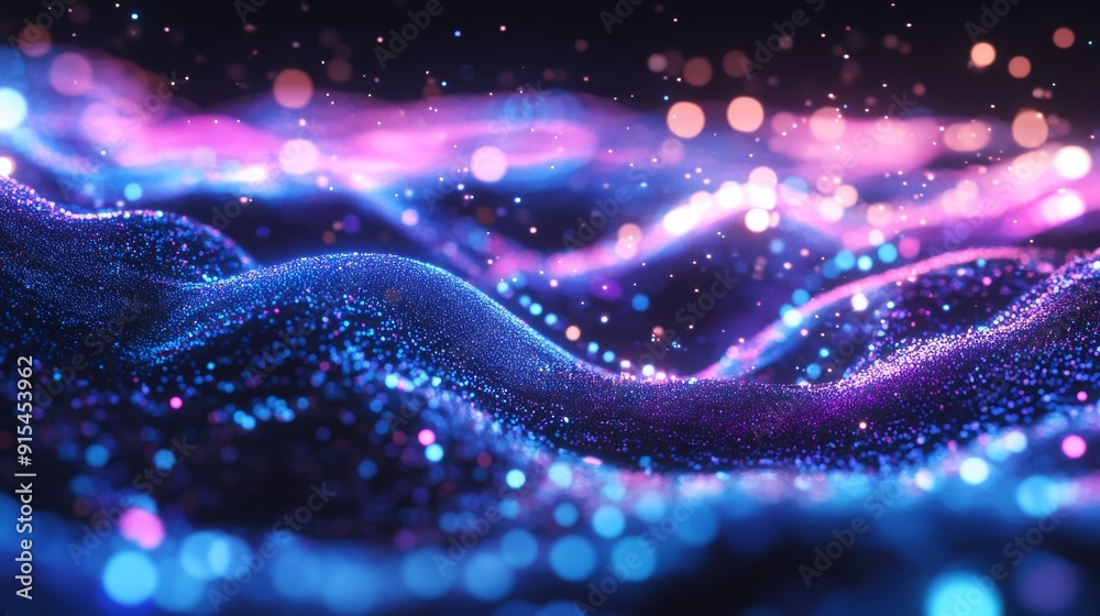 Aufkleber Molecular background with DNA. Network with connecting dots and lines. Big data visualization. Sound wave. 3D rendering.