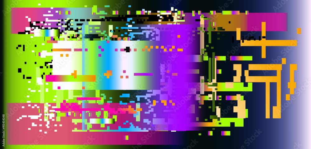 Aufkleber retrofuturistic abstract background with pixelated glitches and ambient colorful disturbances.