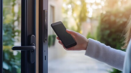 Smart Home Security Unlocked by Smartphone with Keyless Entry System