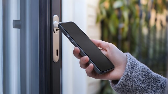 Smart Door Lock Unlocked Via Smartphone for Secure Keyless Home Entry