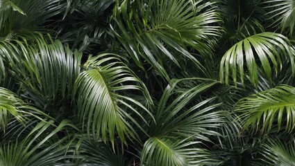 Dense green tropical leaves forming a lush backdrop