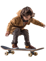 Boy playing skateboard transparent background PNG file 