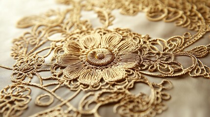 Intricate gold filigree work on a delicate background, showcasing the craftsmanship and detail of fine gold artistry. Ideal for artistic or luxury themes.