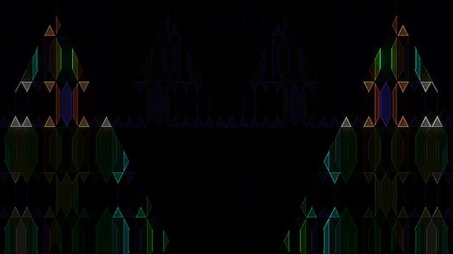 3D Abstract shining bright lines set wave, colorful, black background	