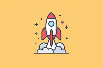A minimal rocket icon taking off, symbolizing a business startup launch
