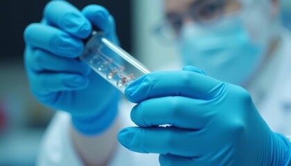  Precision in the lab  A scientists careful handling of a test tube