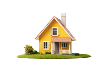 Cute Yellow House on Green Grass