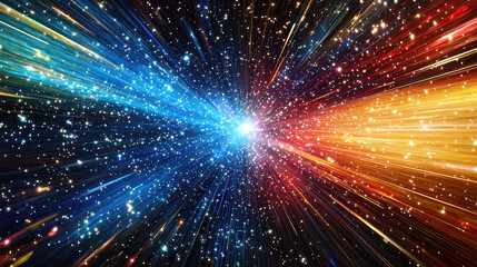 Fototapeta premium Hyperspace Stars Travel - Interstellar Journey, Cosmic Speed, Starfield Motion, Sci-Fi Space Travel, Dynamic Hyperspace Effect, Galactic Movement