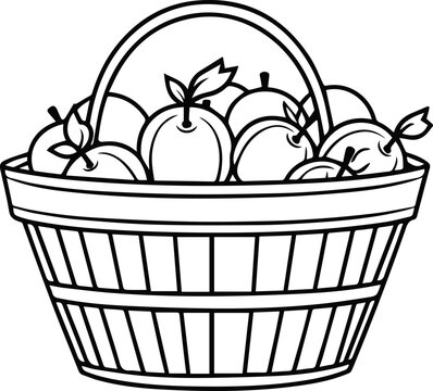 black and white apples in basket clip art preview