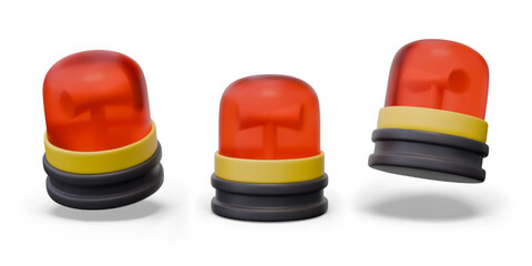 Set of signal red lights in different positions. Vector 3D templates for interactive design