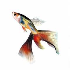 Fototapeta premium 3D Guppy fish in white background vector image
