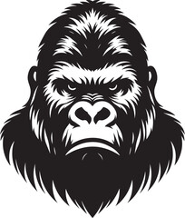 Gorilla head mascot Silhouette isolated on white background Minimalist vector