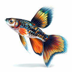 Fototapeta premium 3D Guppy fish in white background vector image
