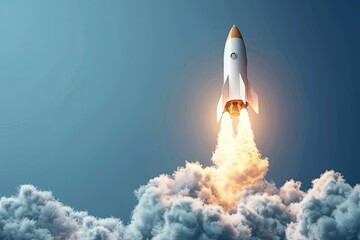 A minimal rocket icon taking off, symbolizing a business startup launch