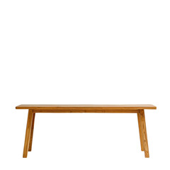 Fototapeta premium A simple wooden bench with a rustic finish. The bench has a flat top and four legs.