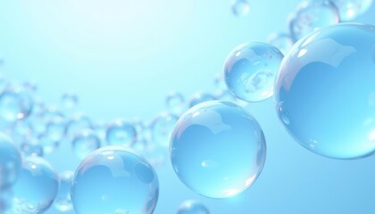  Bubbles floating in a light blue sky