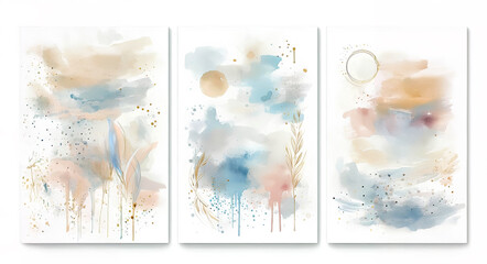 Minimalist watercolor art posters