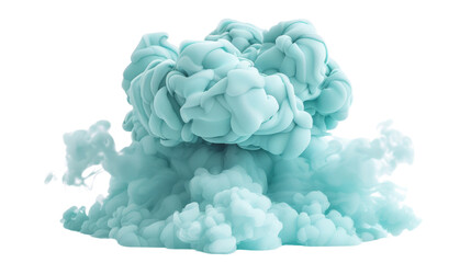 Obraz premium Abstract blue and green ink cloud explosion on black background.