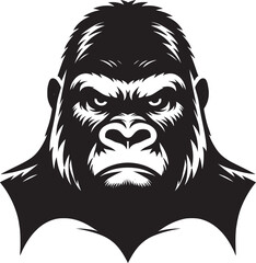 Fototapeta premium Gorilla head mascot Silhouette isolated on white background Minimalist vector