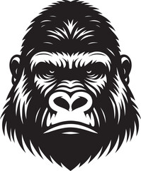 Gorilla head mascot Silhouette isolated on white background Minimalist vector