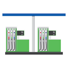 Vector illustration of a car filling station in cartoon style