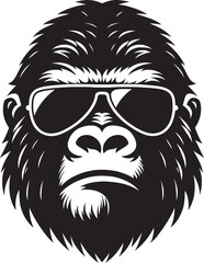 Gorilla head mascot Silhouette isolated on white background Minimalist vector