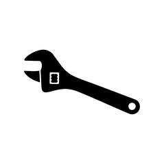 Adjustable wrench icon. Repair tool. Metal adjustable wrench illustration on transparent background.	