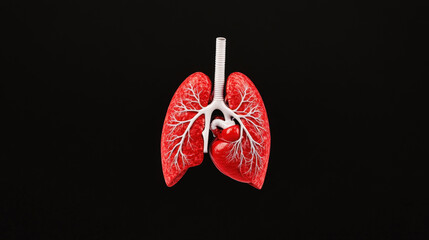 3D anatomy of the human thoracic cavity including heart and lungs