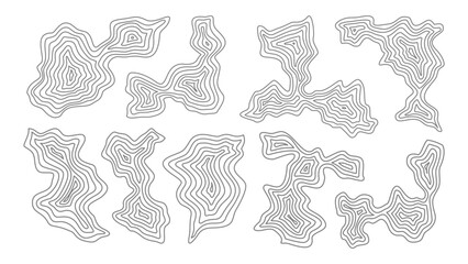 set of hand drawn contour sketches. set of contour vector element. contour background. set of topographic contour background. Topographic map contour background. 