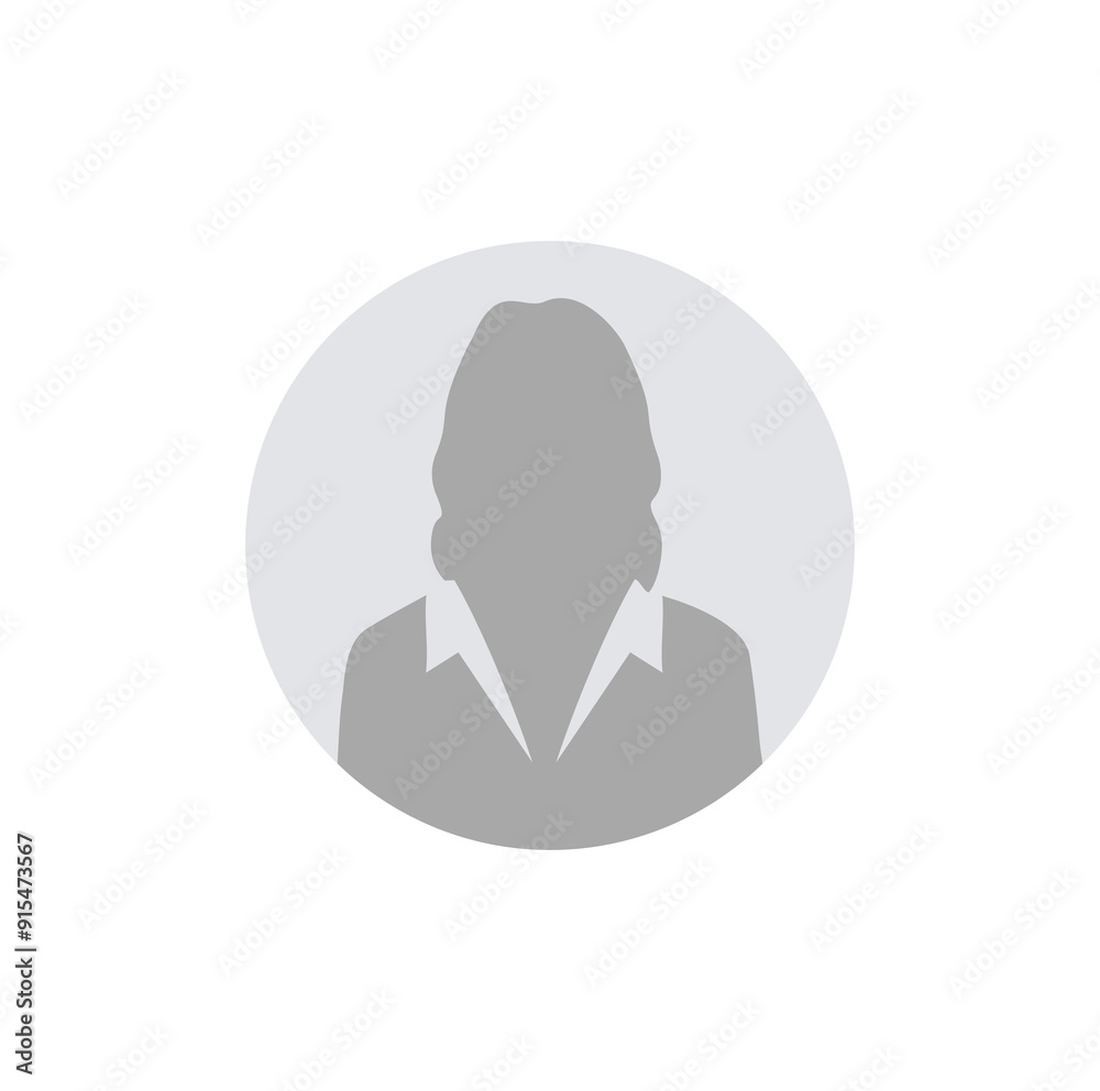 Poster female character icon isolated at round. default anonymous user portrait, profile picture, portrait 