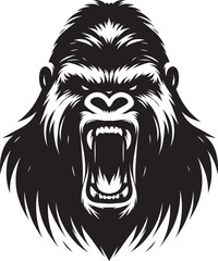 Gorilla head mascot Silhouette isolated on white background Minimalist vector