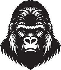 Gorilla head mascot Silhouette isolated on white background Minimalist vector