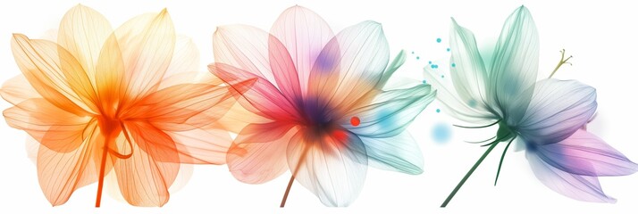 A decorative painting of blooming flowers in watercolor, emphasizing their delicate and romantic nature.