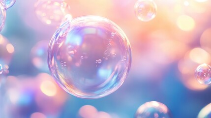 A fluid background featuring a cascade of translucent soap bubbles with soft lighting, adding a sophisticated and airy touch.