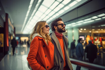 Obraz premium Couple enjoying shopping day for Black Friday
