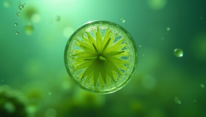  Emerald gemstone with a floral heart set against a vibrant green backdrop