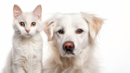 a dog and a cat on a white background